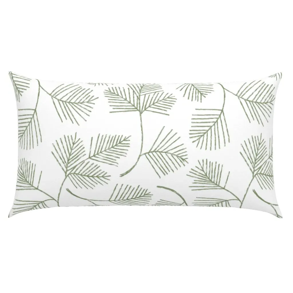 Pine Branch King Pillow Sham - Sage Green, White product