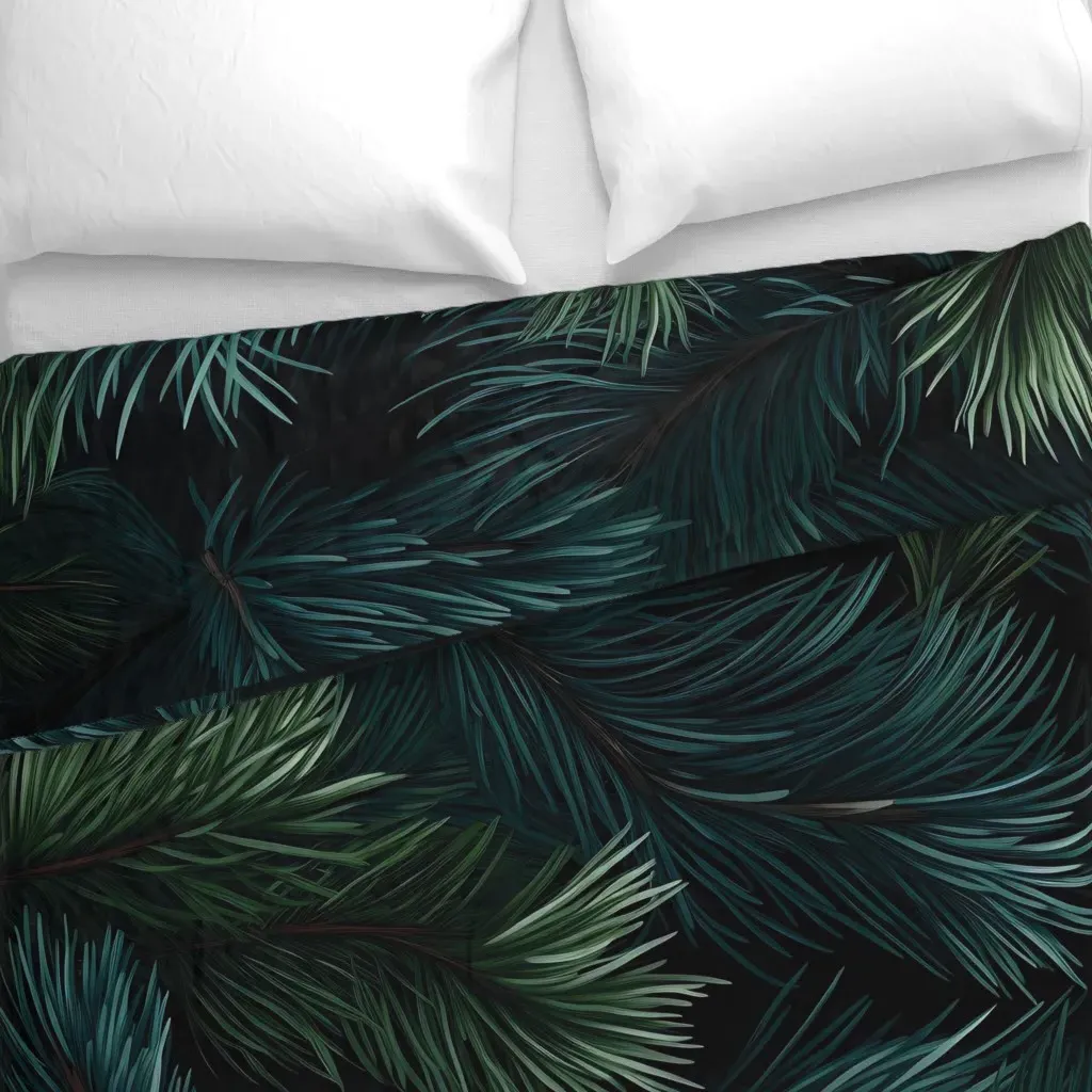 Pine Branches Duvet Cover - Dark Teal alternate view