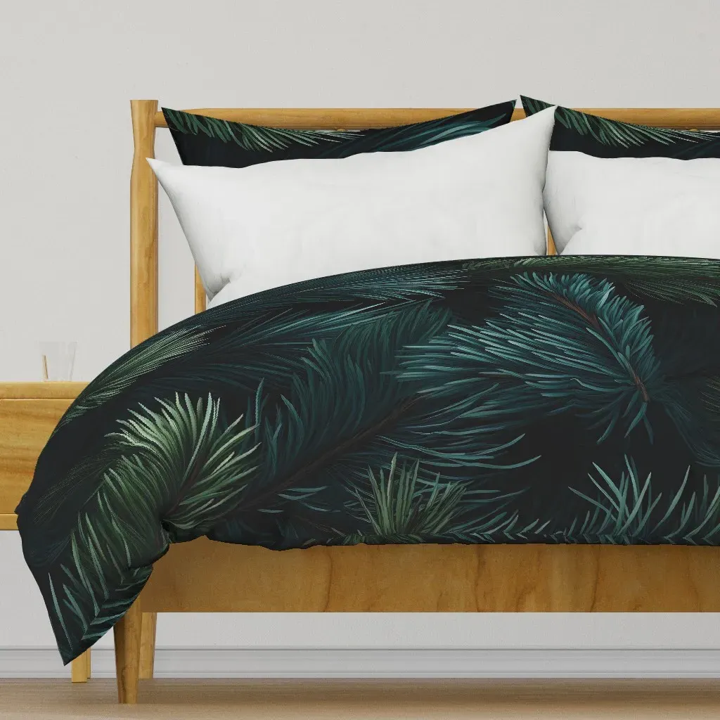 Pine Branches Duvet Cover - Dark Teal product