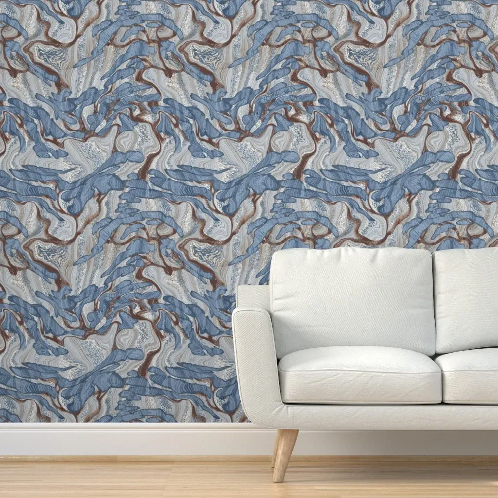 Pine Flow Mineral-Kyanite Peel and Stick Wallpaper - Blue product