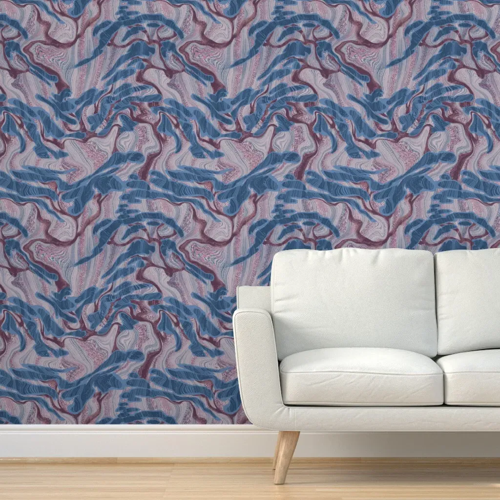 Pine Flow Mineral-Lavulite Peel and Stick Wallpaper - Blue product