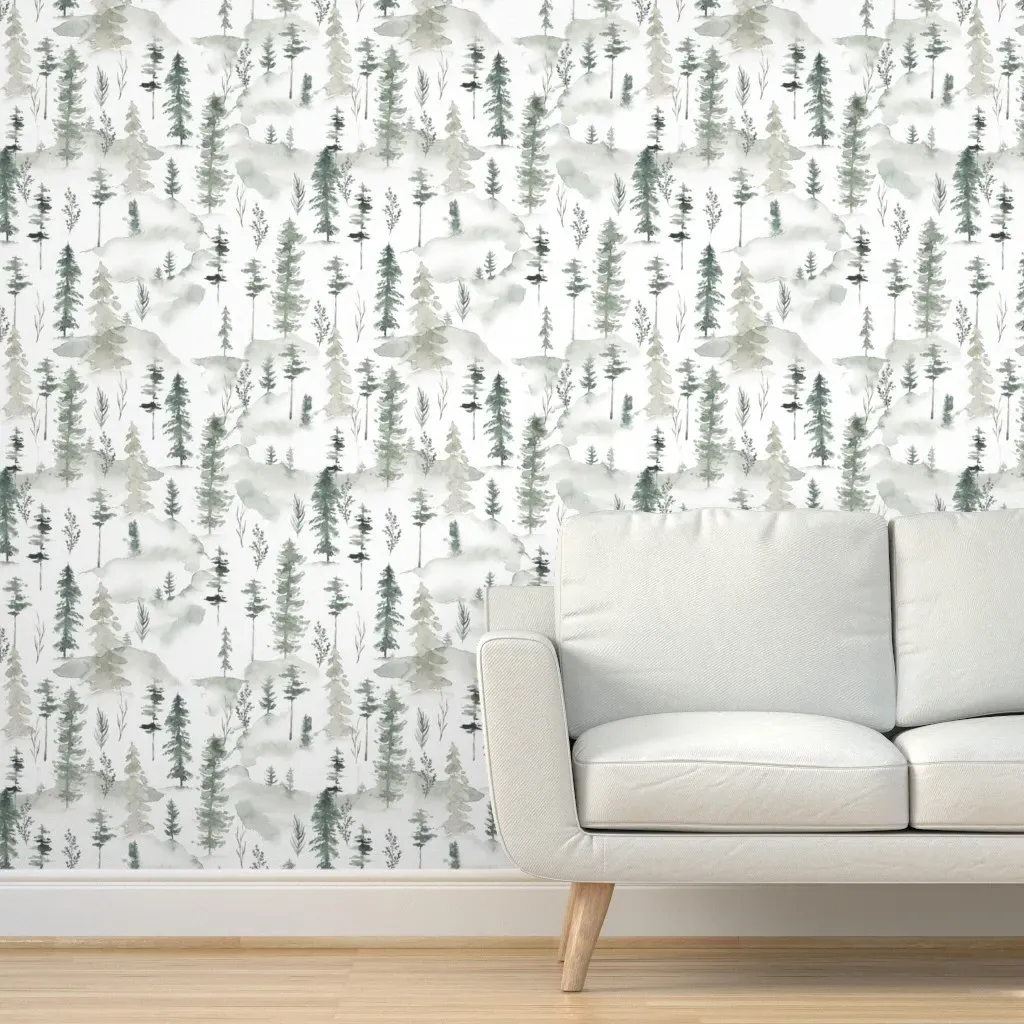 Pine Forest Peel and Stick Wallpaper - Sage Green product