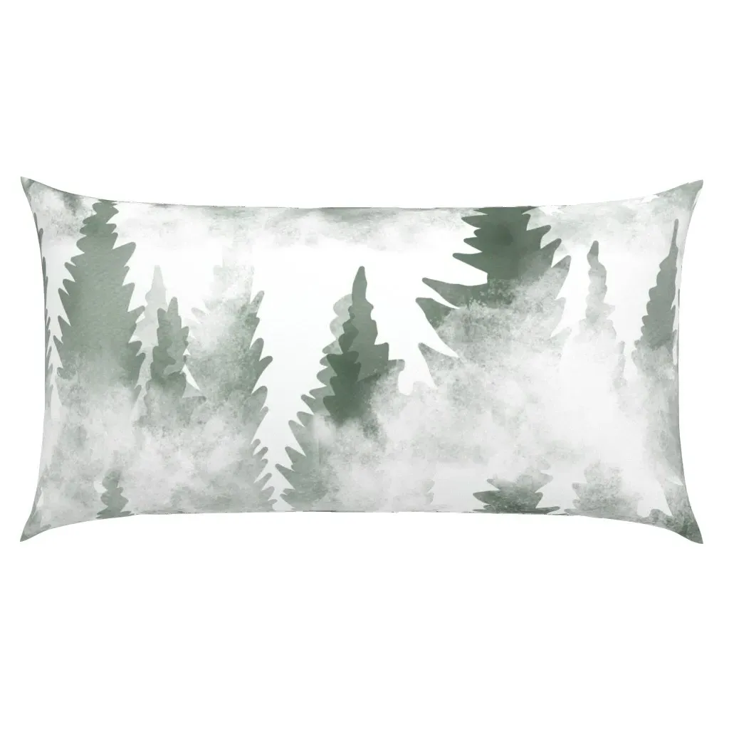 Pine Tree Forest Fog Landscape King Pillow Sham - Sage Green product