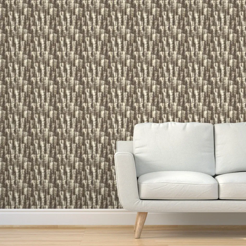 Pine Trees Medium-Scale Peel and Stick Wallpaper - Dark Brown product