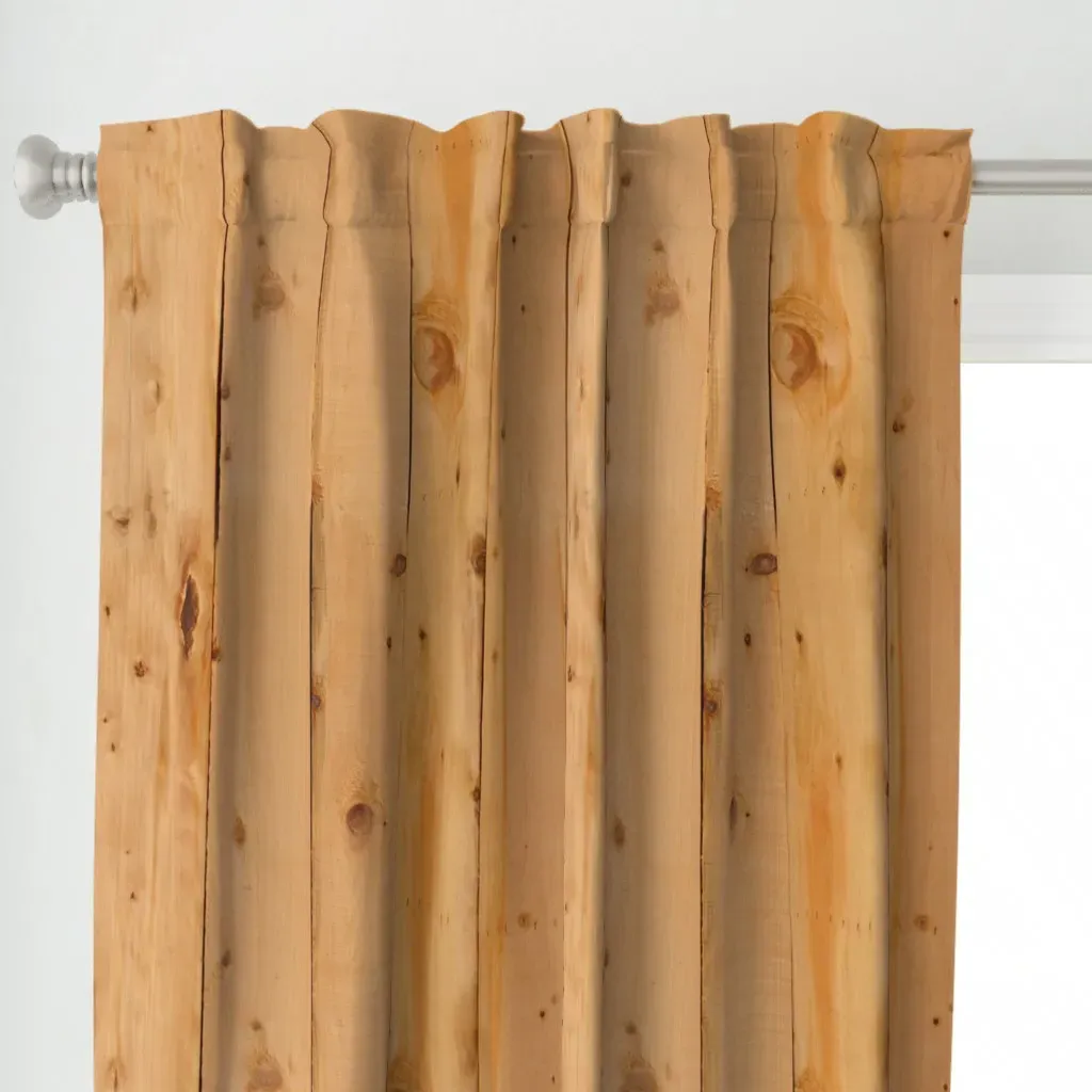 Pine Wood Planks Curtain Panel - Light Brown alternate view