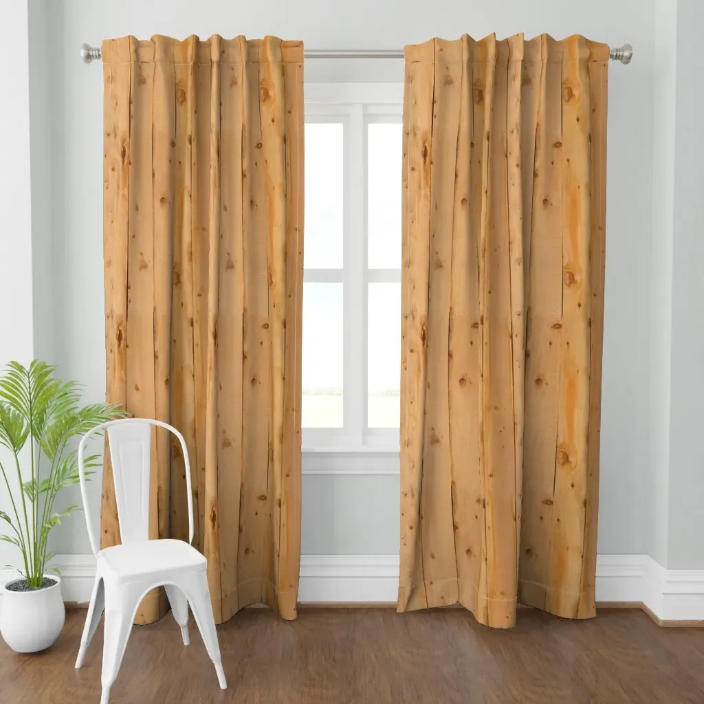 Pine Wood Planks Curtain Panel - Light Brown product