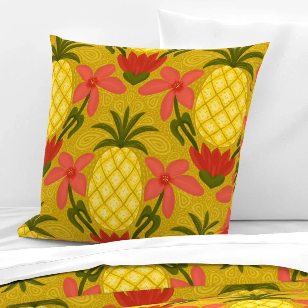 Pineapple Blooms Euro Pillow Sham - Yellow product