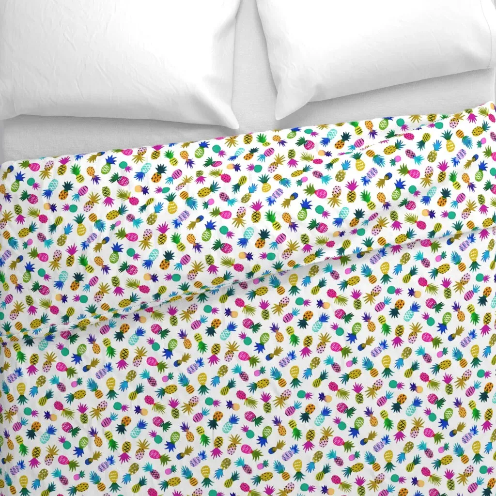 Pineapple Fun Whimsical Duvet Cover - White alternate view