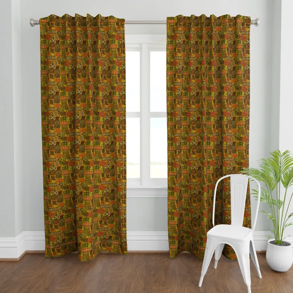Pineapple Melody Curtain Panel - Olive Green product