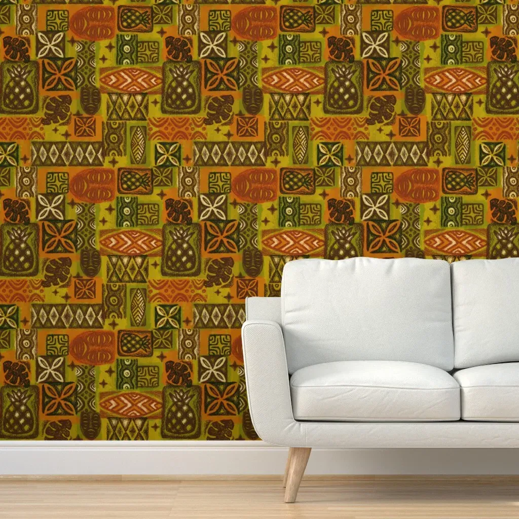 Pineapple Melody Peel and Stick Wallpaper - Olive Green product