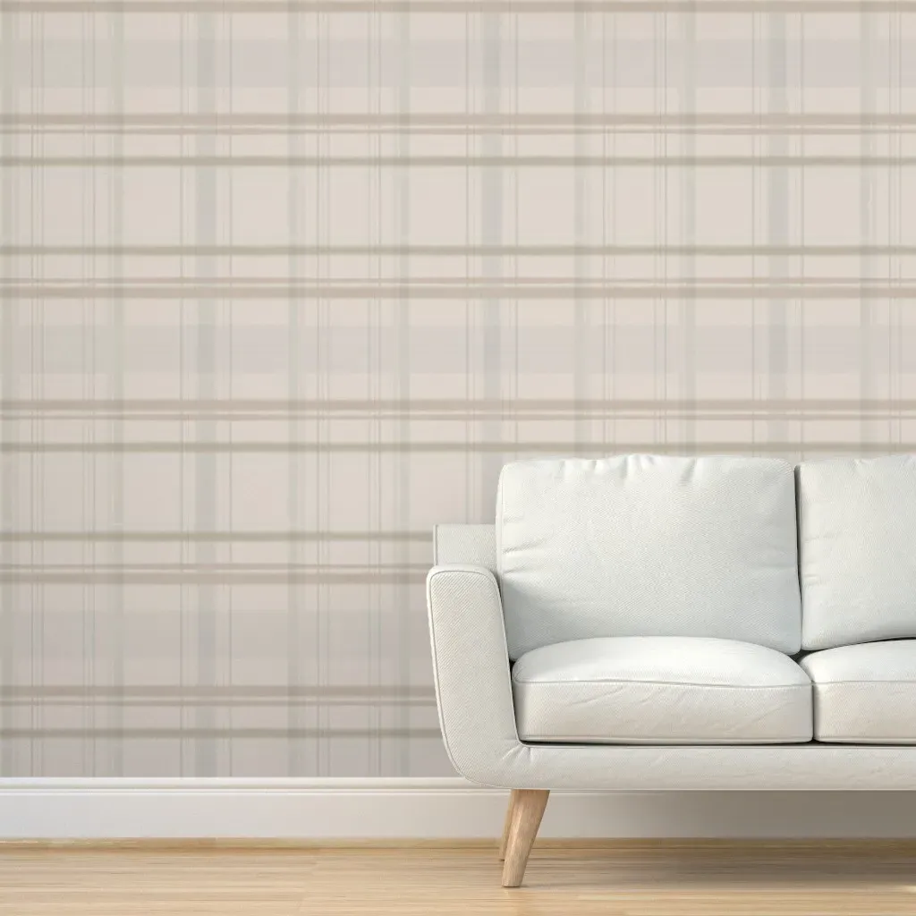 Pineapple-Palms Plaid Peel and Stick Wallpaper - Beige product