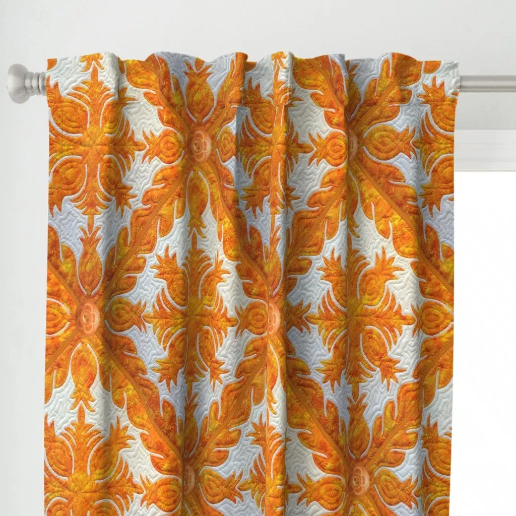 Pineapple Quilt Curtain Panel - Orange alternate view