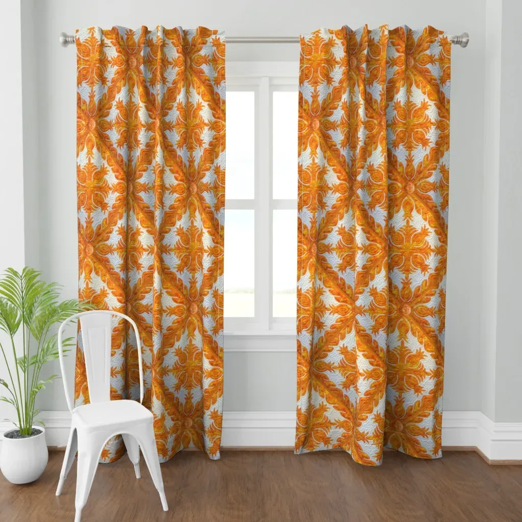 Pineapple Quilt Curtain Panel - Orange product