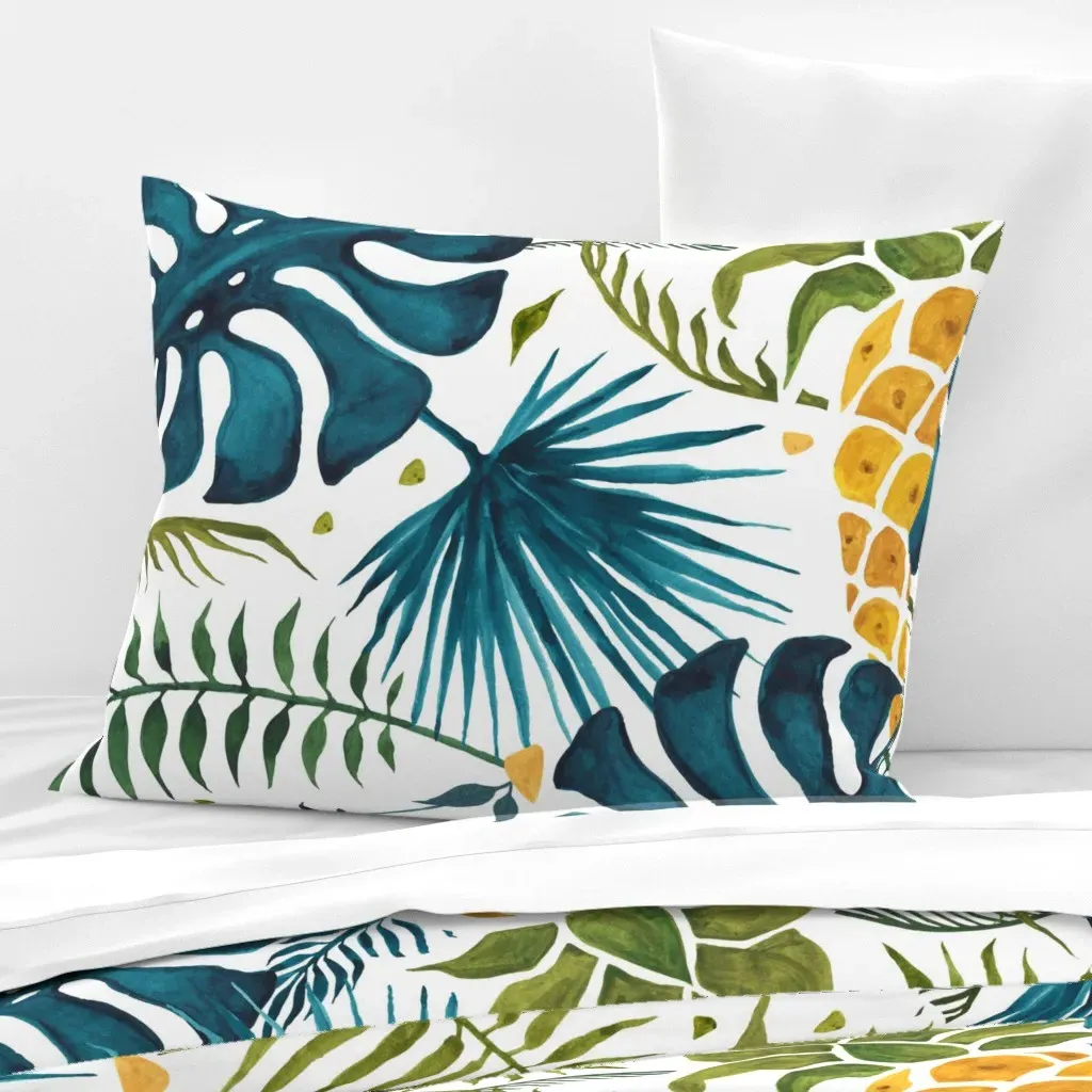 Pineapple Tropical Large Scale Standard Knife Edge Pillow - Yellow, Cotton Sateen product