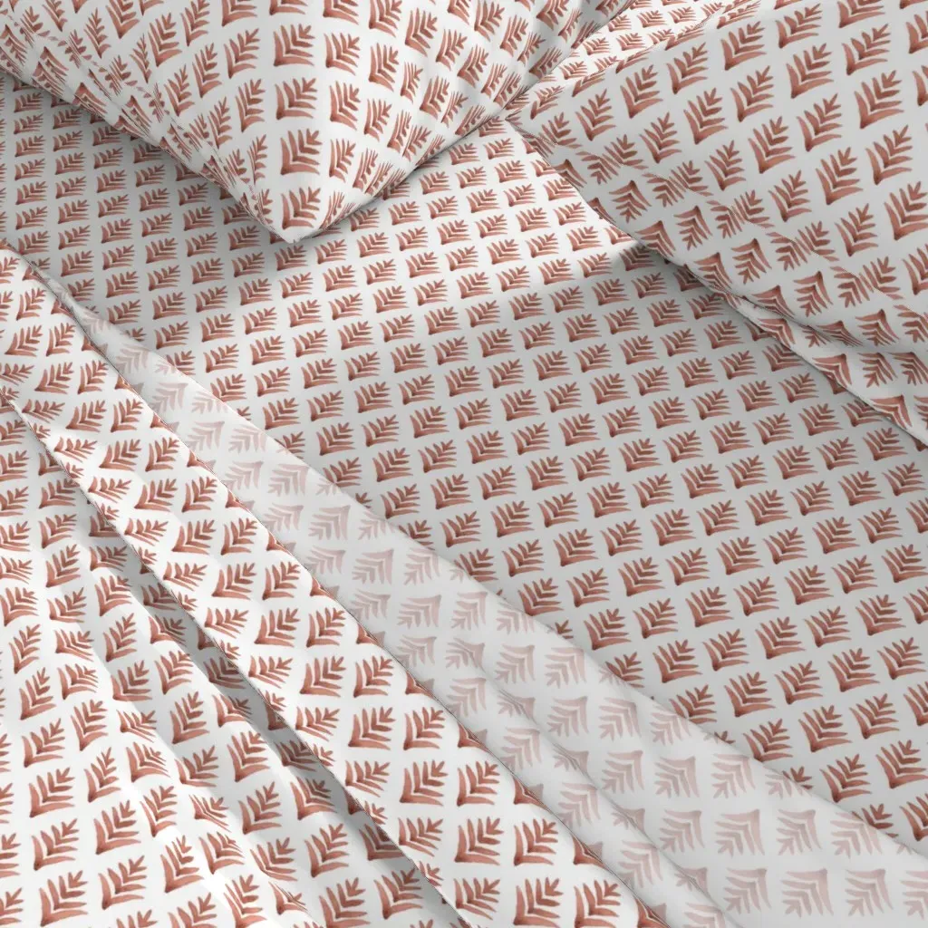 Pinecones Full Sheet Set - Terracotta, White alternate view