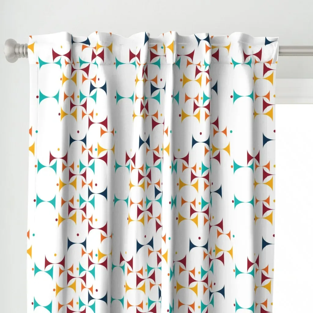 Ping Pong Sunrise Curtain Panel - Teal alternate view