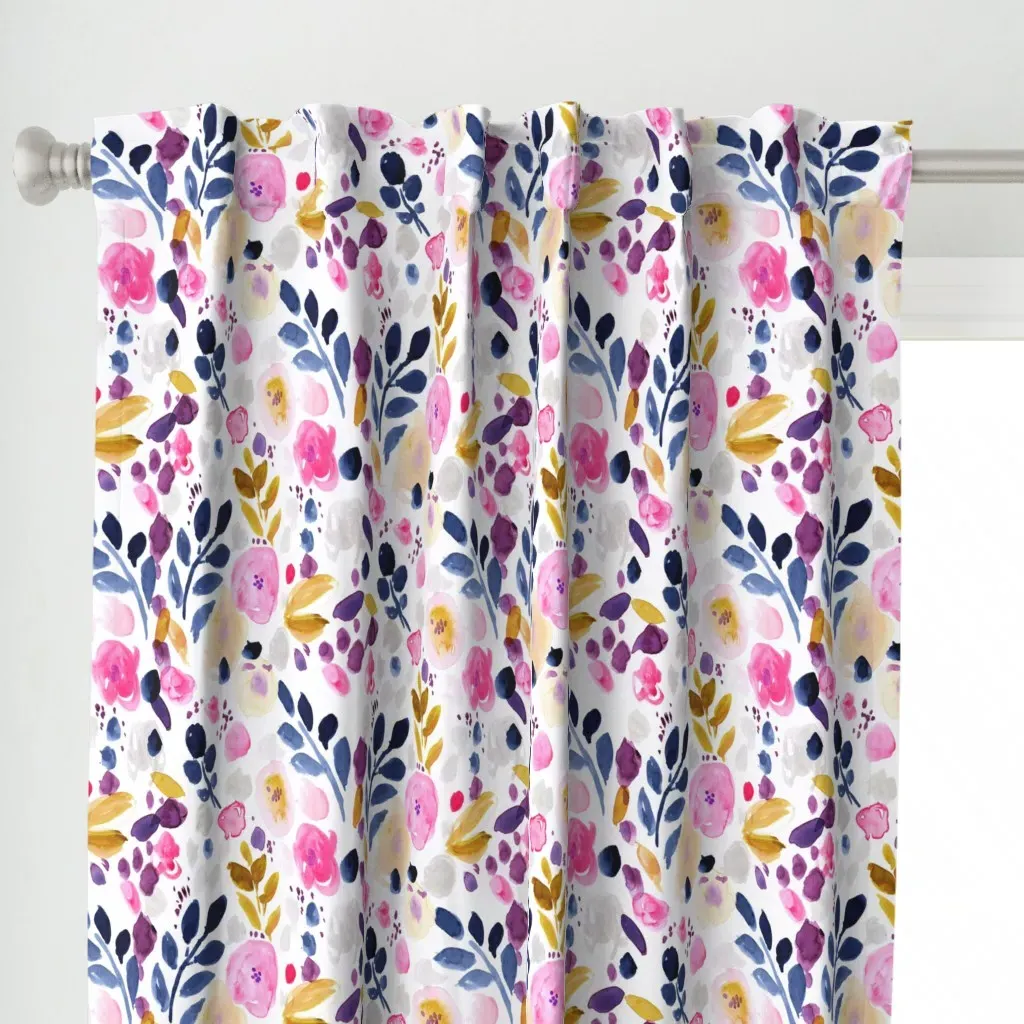 Pink Affair Flowers Curtain Panel - Pink alternate view