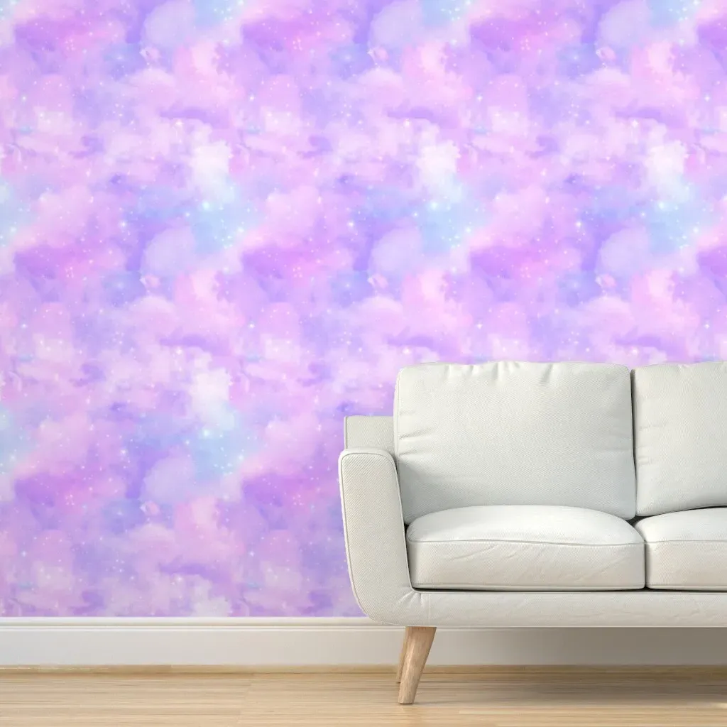 Pink and Blue Nebula Peel and Stick Wallpaper - Lavender product