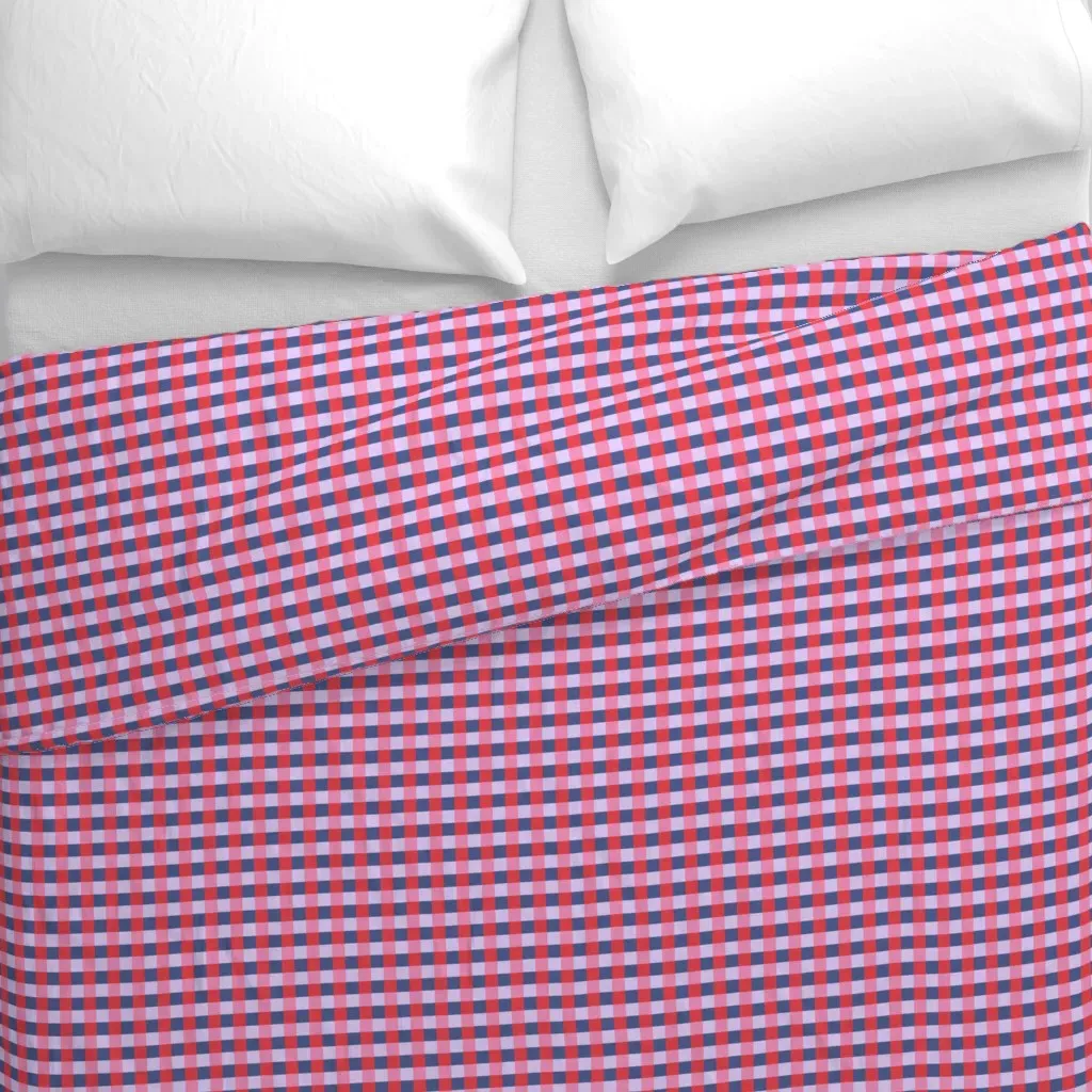 Pink and Navy Gingham Small Duvet Cover alternate view