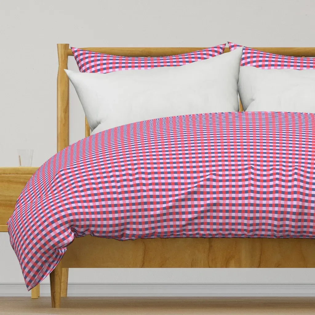 Pink and Navy Gingham Small Duvet Cover product