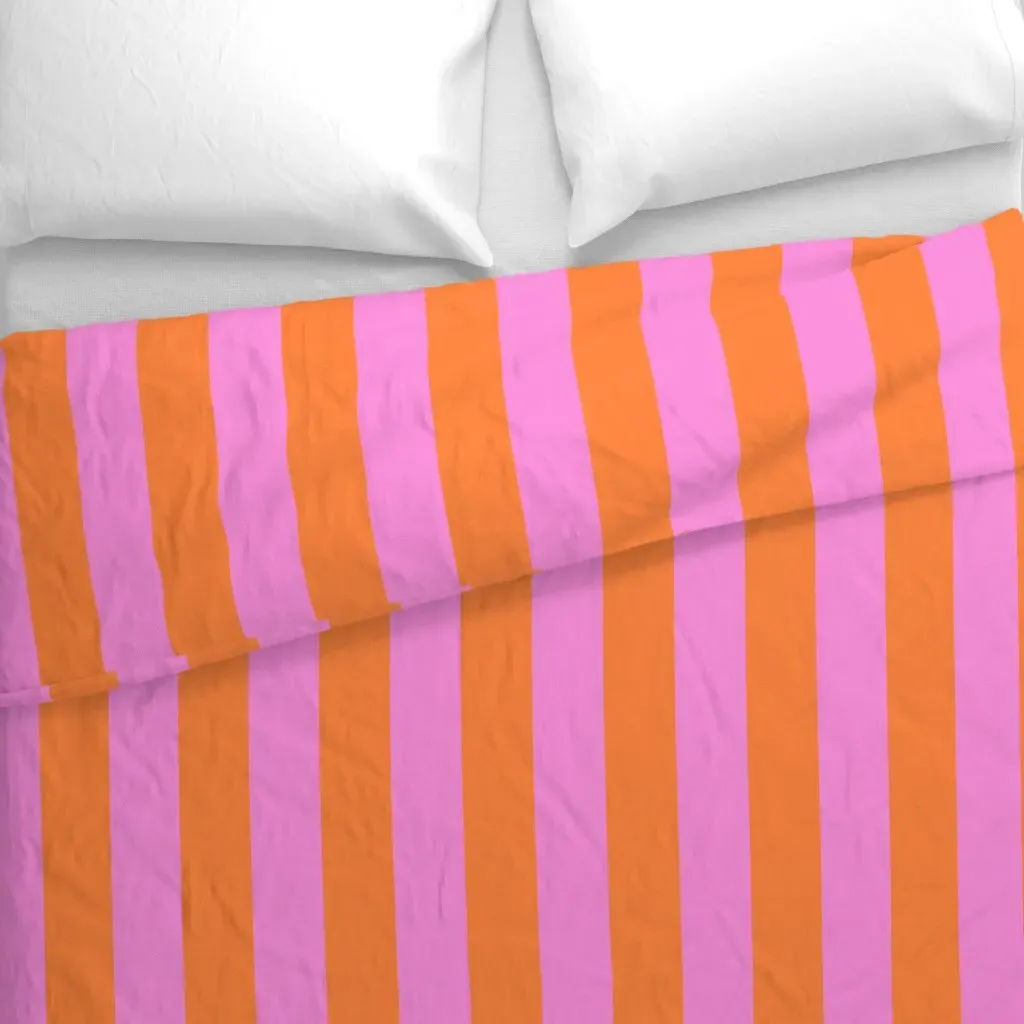 Pink And Orange Cabana Stripe Duvet Cover - Orange alternate view