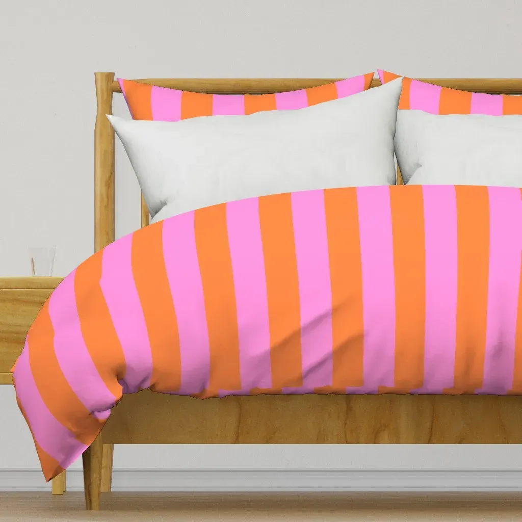 Pink And Orange Cabana Stripe Duvet Cover - Orange product