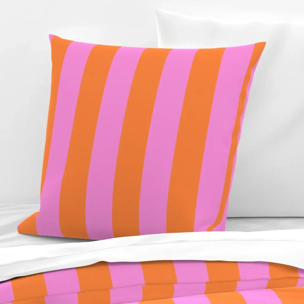 Pink And Orange Cabana Stripe Euro Pillow Sham - Orange product