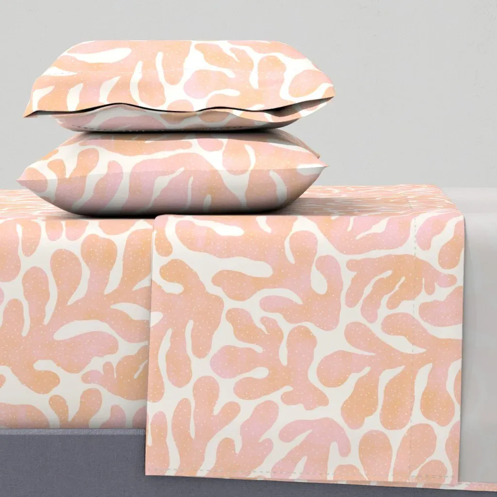 Pink And Orange Seaweed Jumbo Twin Sheet Set - Peach product