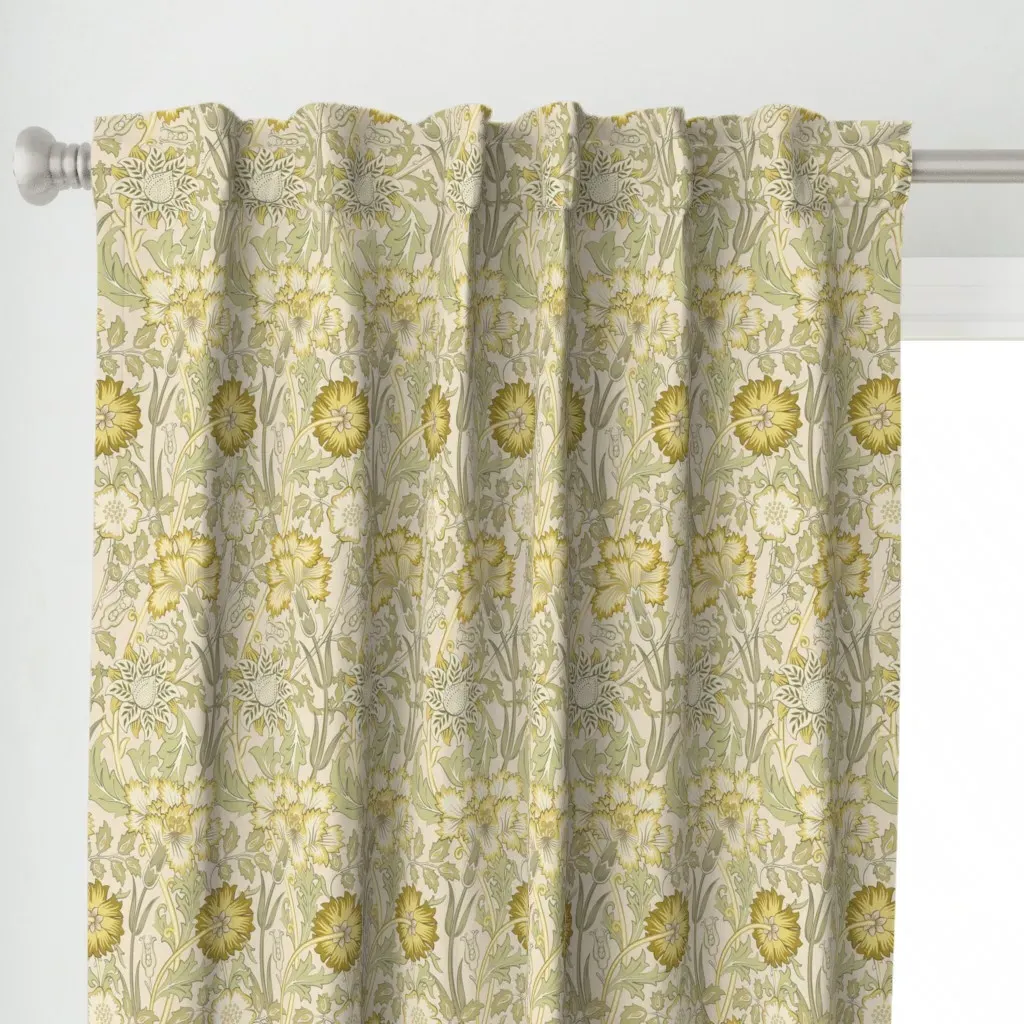 Pink And Rose Curtain Panel - Yellow-Green alternate view