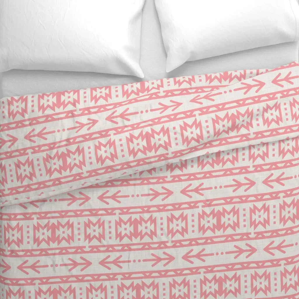 Pink Aztec On Linen Duvet Cover - Pink alternate view