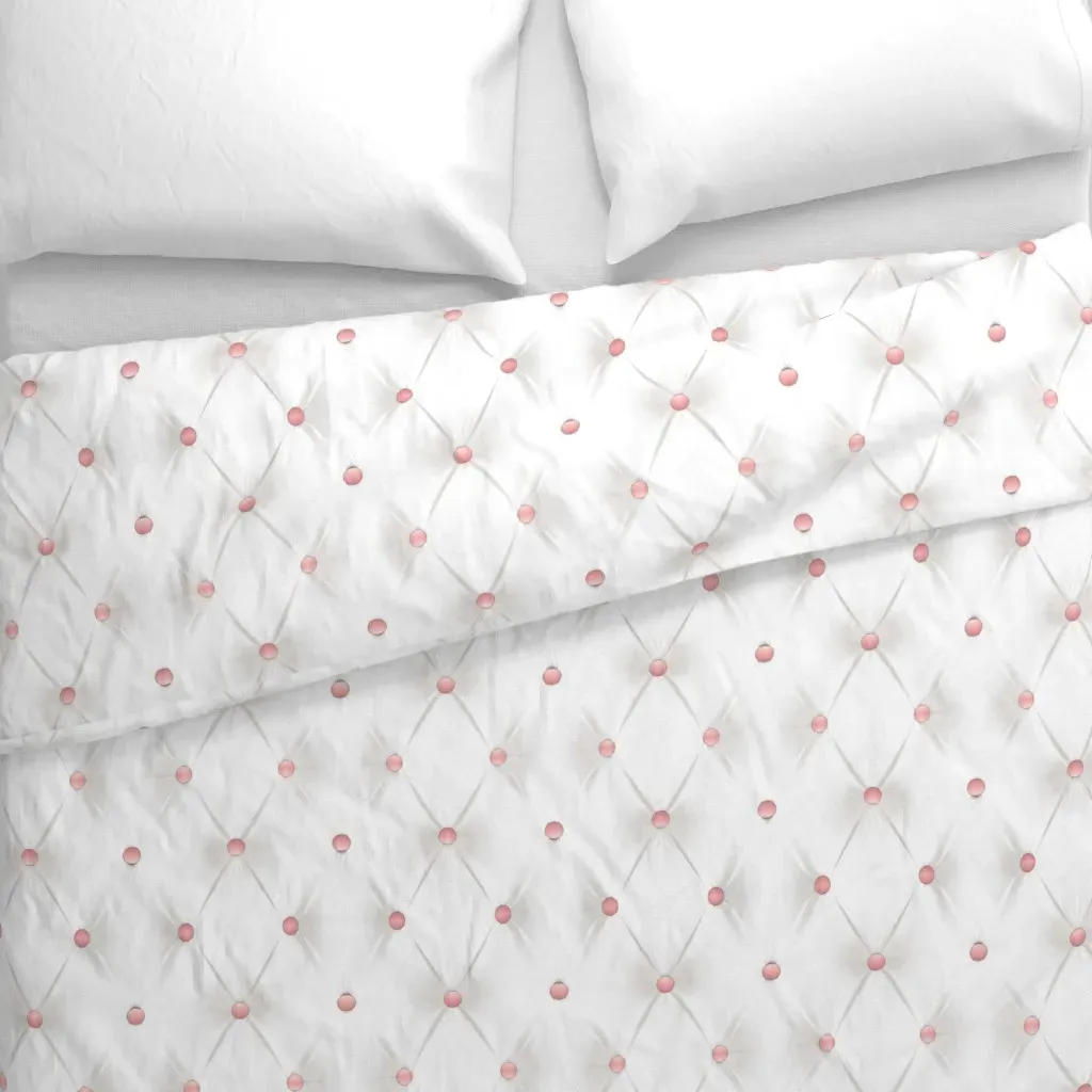 Pink Button Tuft Duvet Cover - White alternate view