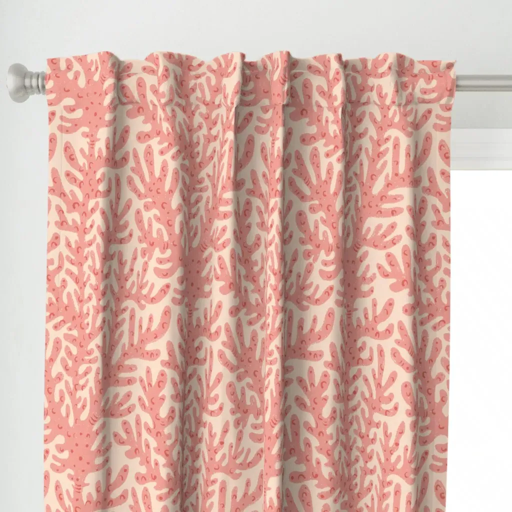 Pink Coral Reef Wallpaper Curtain Panel - Coral alternate view