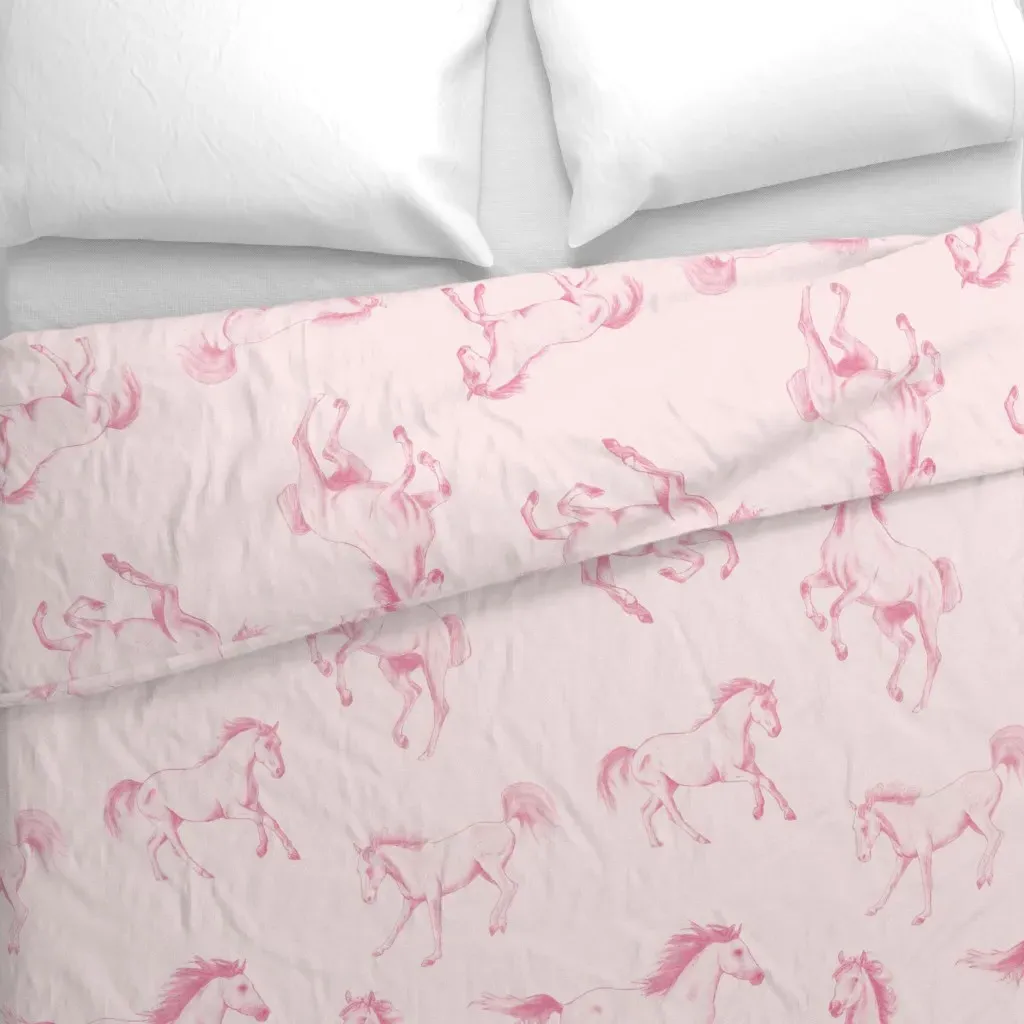 Pink Cowgirl Preppy Equestrian Duvet Cover - Pink alternate view