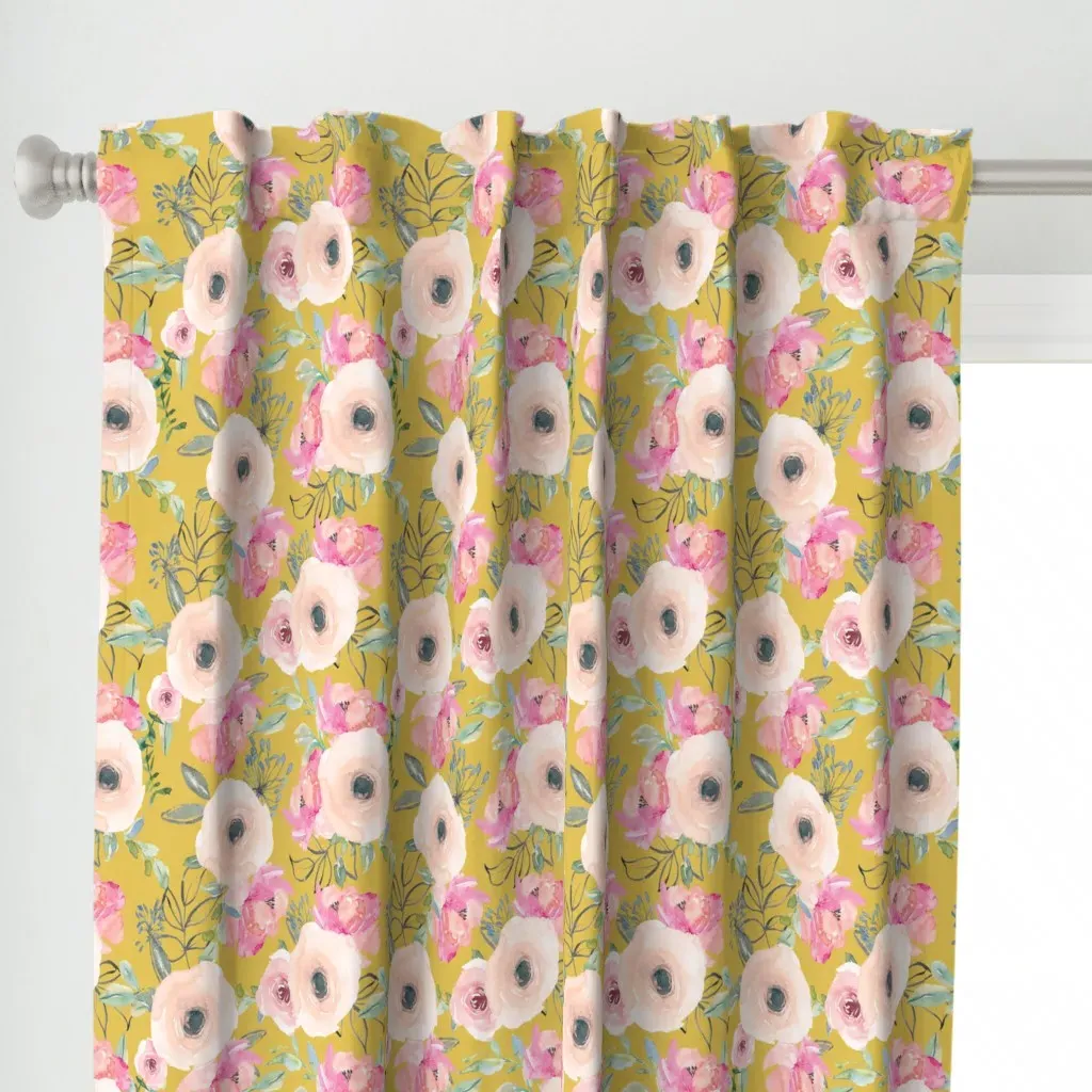 Pink Delight Florals Curtain Panel - Blush Pink alternate view