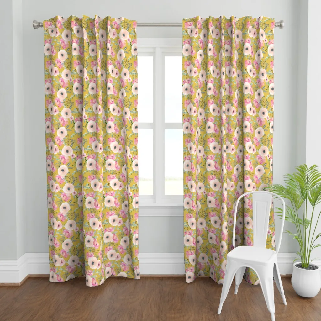 Pink Delight Florals Curtain Panel - Blush Pink product