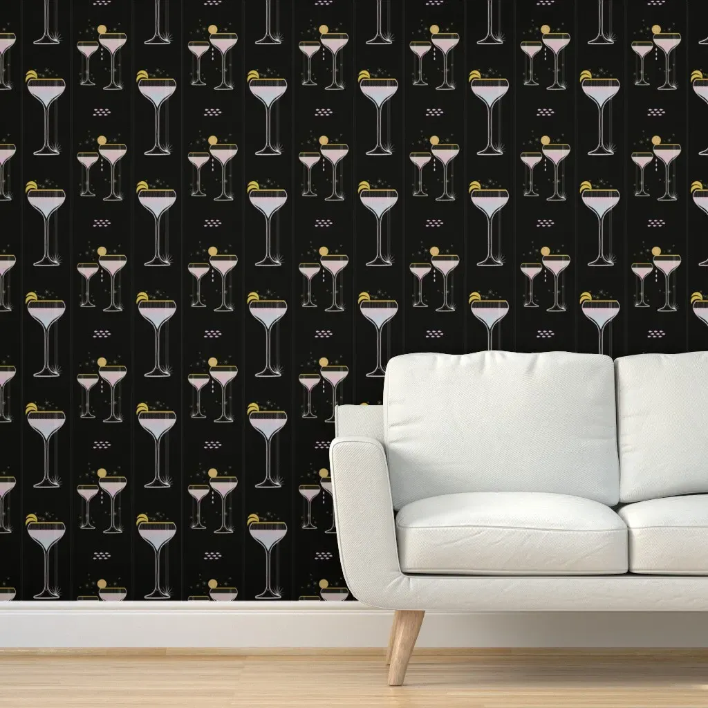 Pink Gin Gatsby Speakeasy Peel and Stick Wallpaper - Light Pink product