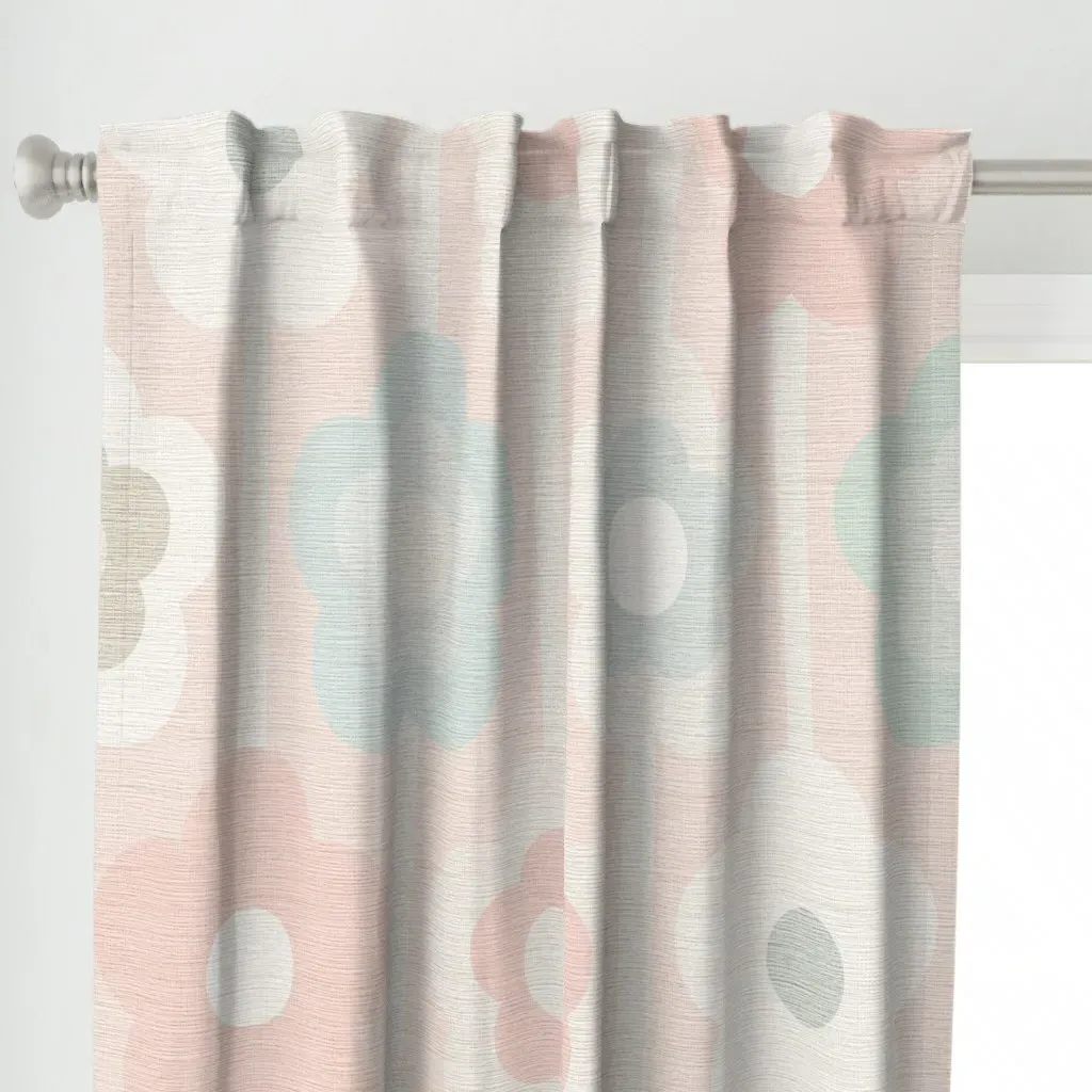 Pink Green & Ecru Scandi Curtain Panel - Pink alternate view
