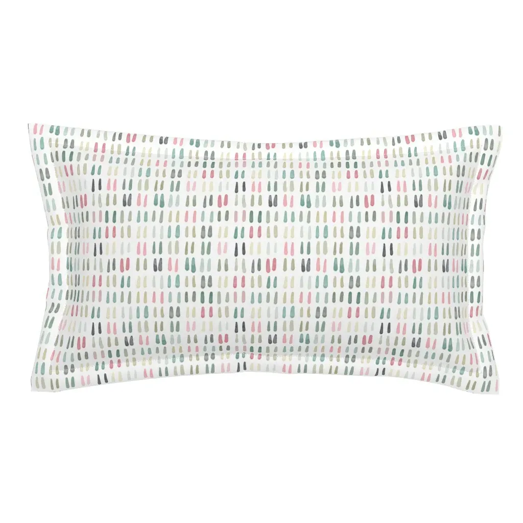 Pink & Green Watercolor Brushstrokes King Pillow Sham - Light Teal product