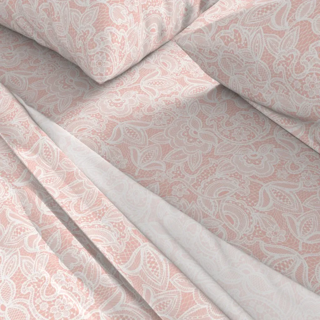 Pink Lace Full Sheet Set - White alternate view