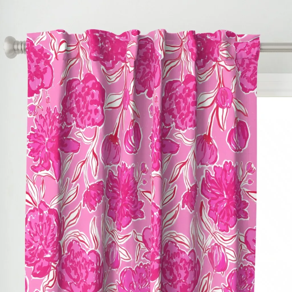 Pink Peonies Bold Curtain Panel - Pink alternate view