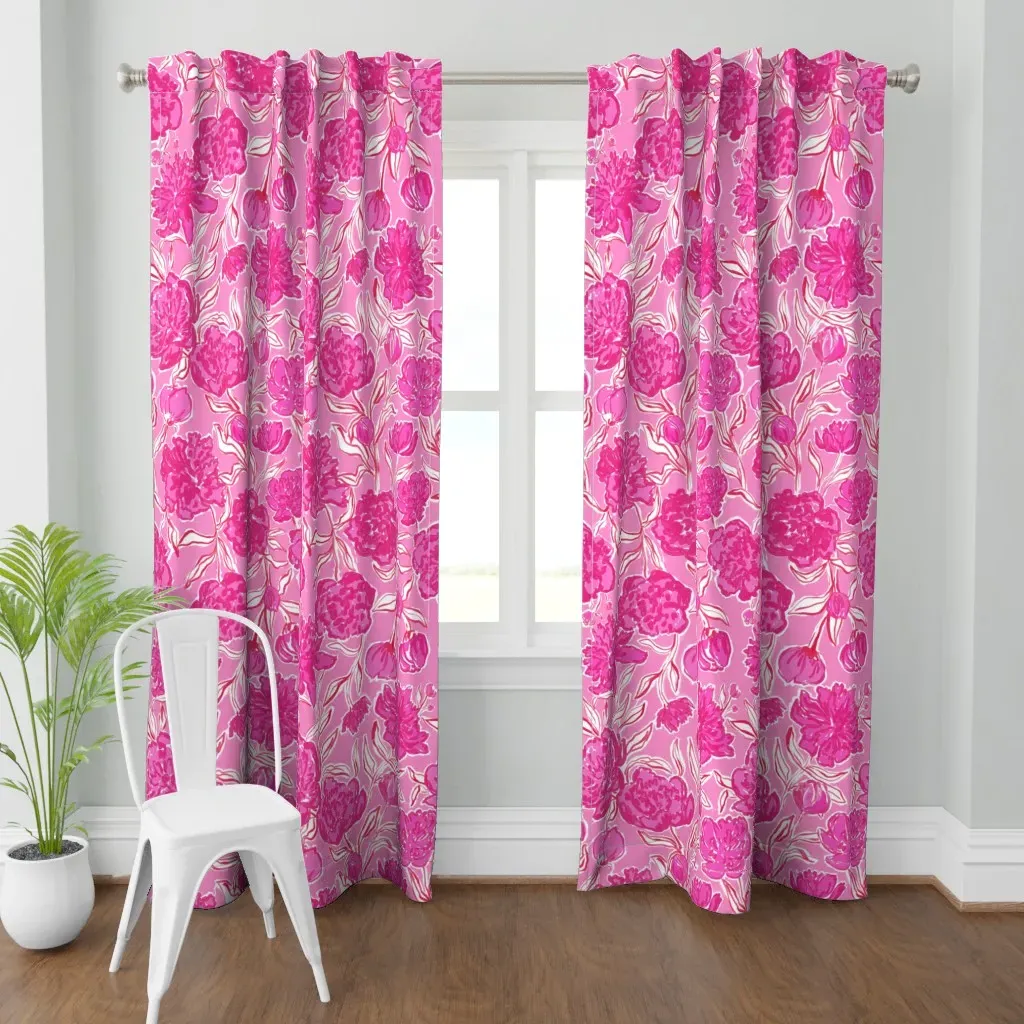 Pink Peonies Bold Curtain Panel - Pink product
