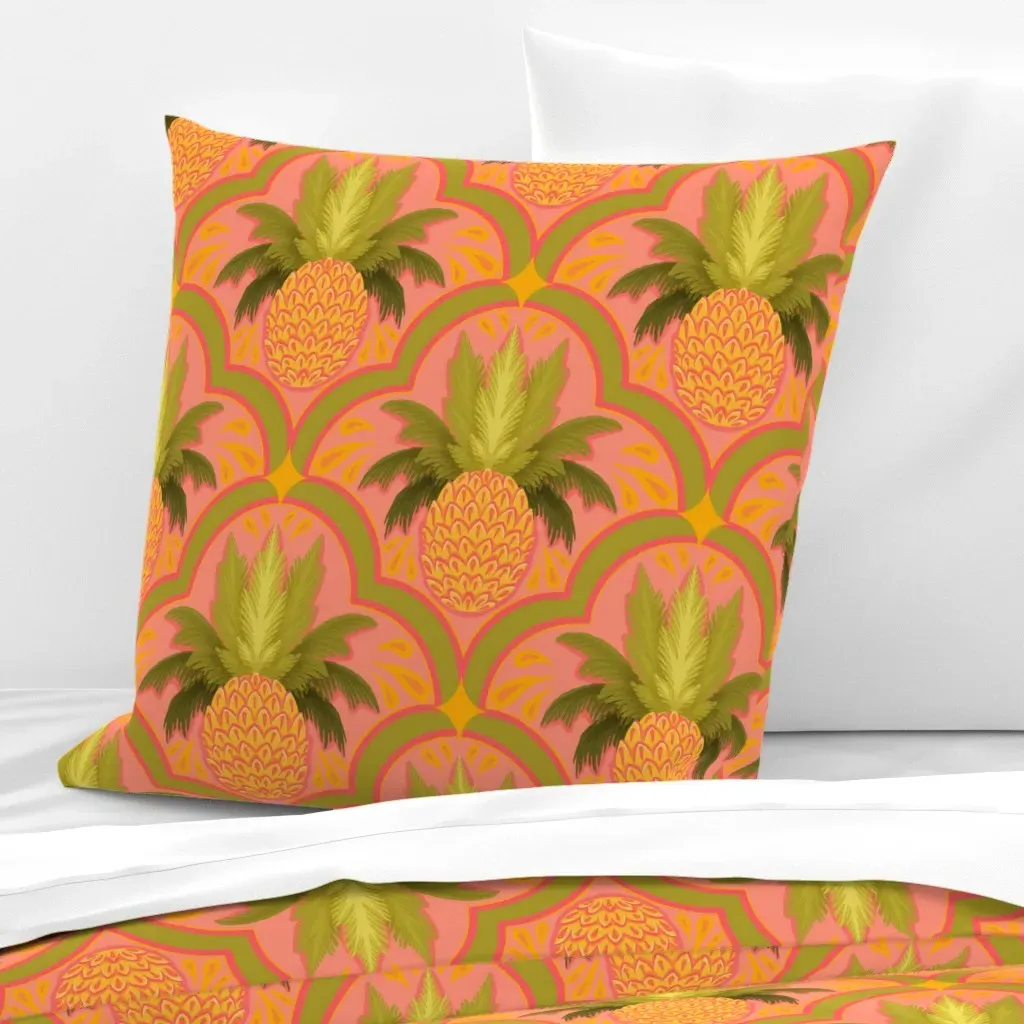 Pink Pineapple Euro Pillow Sham - Orange product