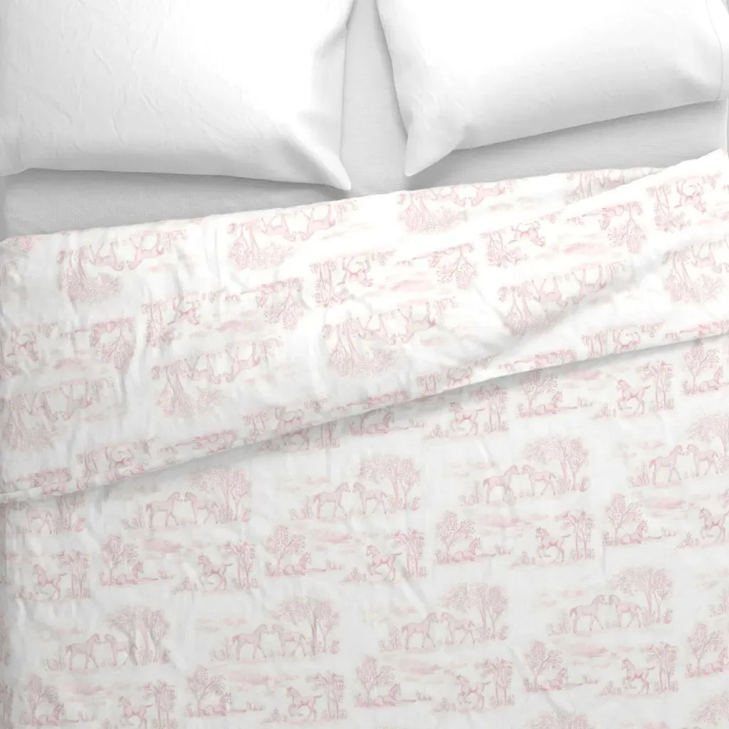 Pink Pony Toile Duvet Cover - Pink alternate view