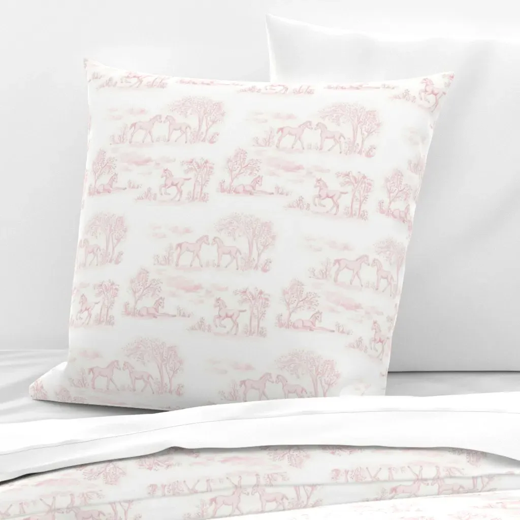 Pink Pony Toile Euro Pillow Sham - Pink product
