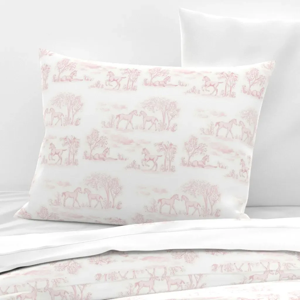 Pink Pony Toile Standard Knife Edge Cushion - Pink, Cotton Sateen product