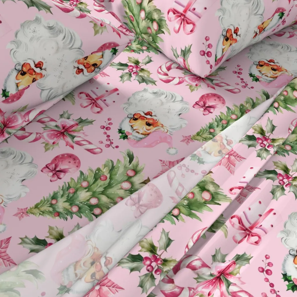 Pink Retro Watercolor Christmas Large Scale Full Sheet Set alternate view