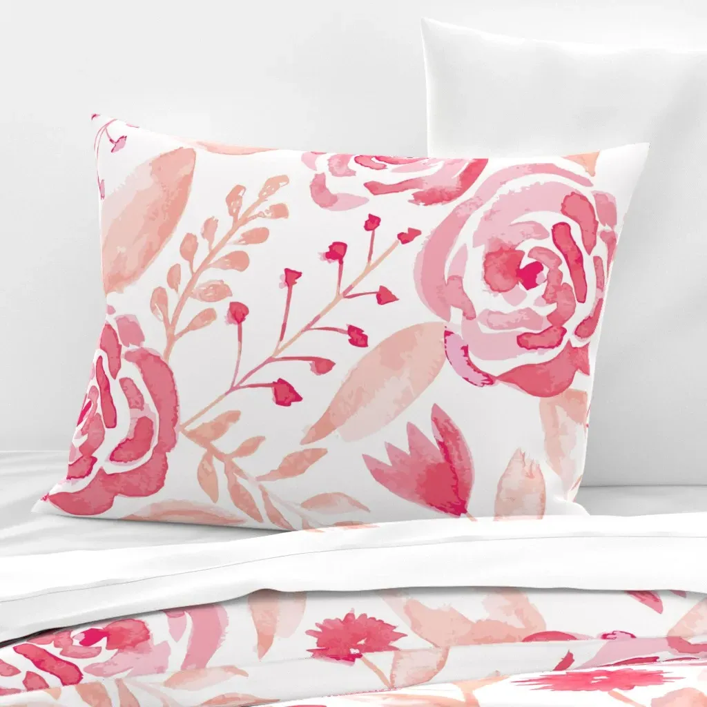 Pink Roses Standard Knife Edge Cushion - Pink, Cotton Sateen product
