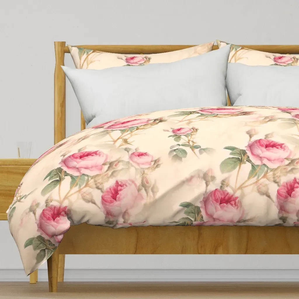 Pink Roses Vintage Flowers Duvet Cover - Pink product