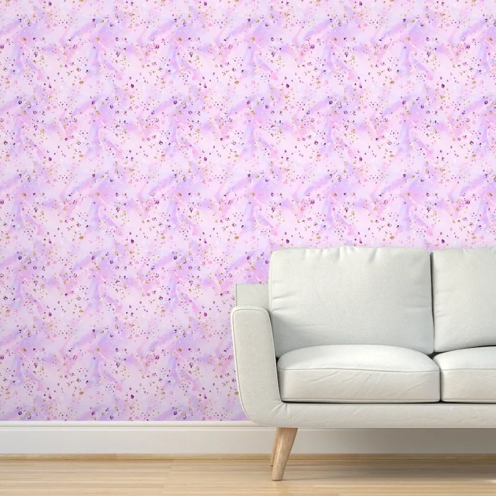 Pink Satin Confetti Glitter Peel and Stick Wallpaper - Lavender product