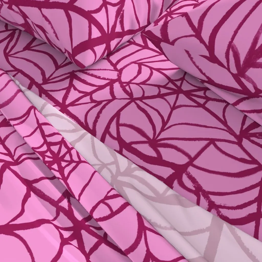 Pink Spiderwebs Jumbo Queen Sheet Set - Pink alternate view